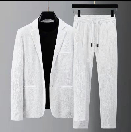 White Men's Casual Suit Jacket Men's Spring And Summer