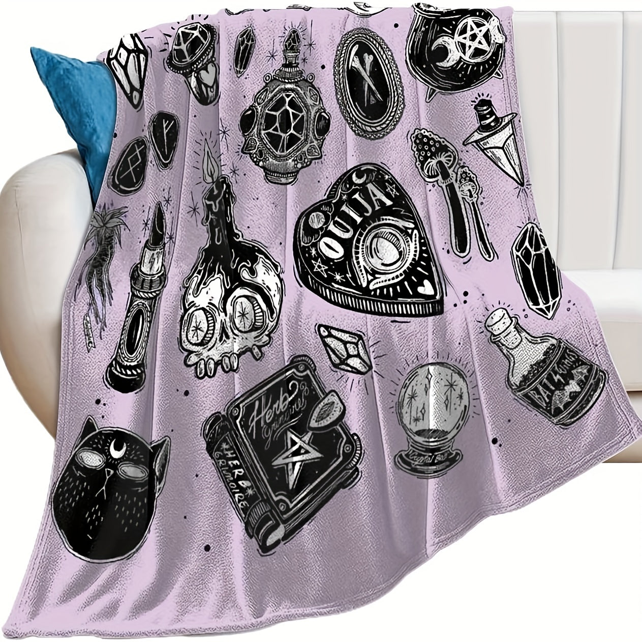 1pc Witch Gothic Blanket Lightweight Flannel