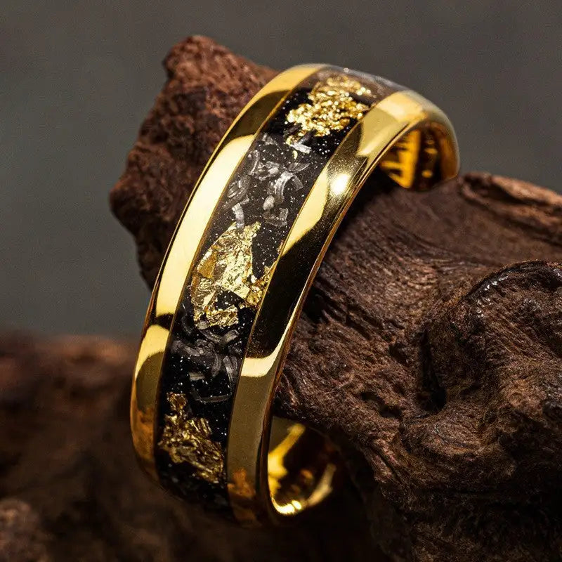 Fashion Men's Gold Starry Stainless Steel Ring
