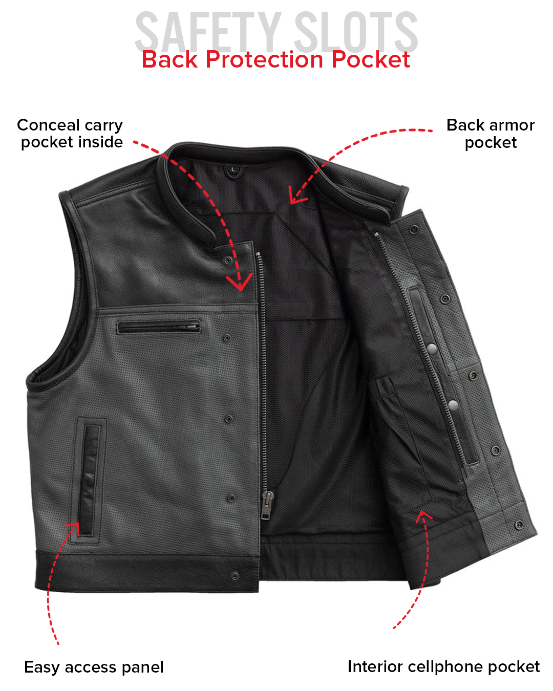 V-Twin Visionary Battleship Perforated Leather Vest
