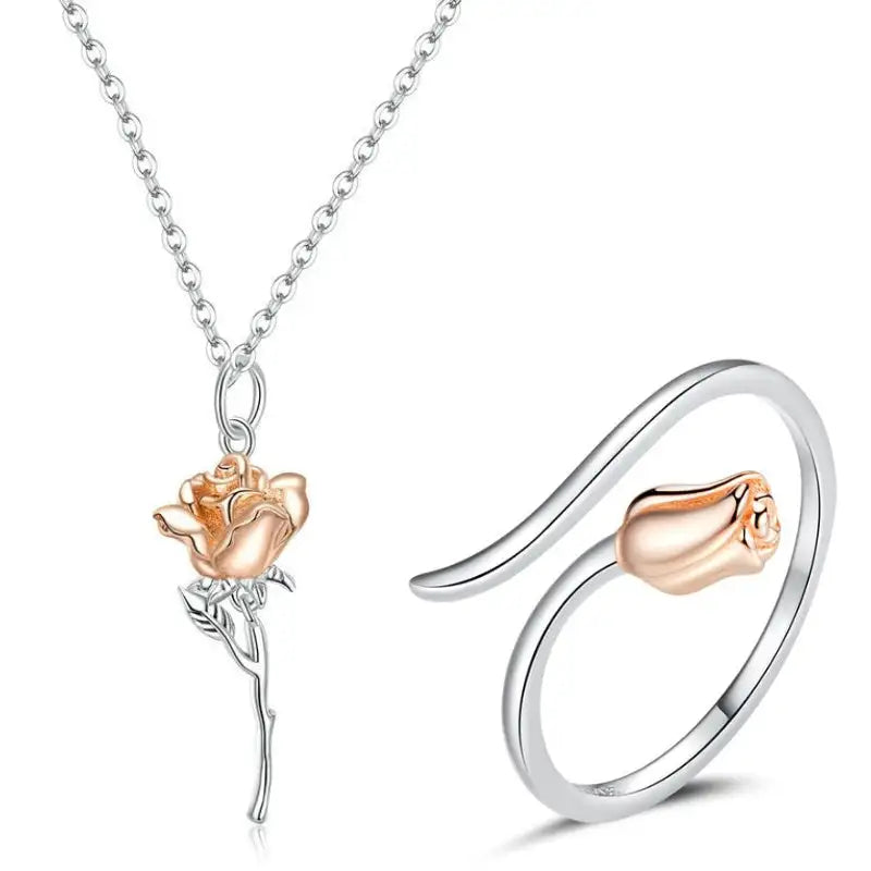 Female Creative All-match Rose Necklace Ring