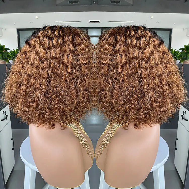 Cross-border E-commerce Exclusively For Ombre Curly Bobo1b30 Human Hair Lace Wig
