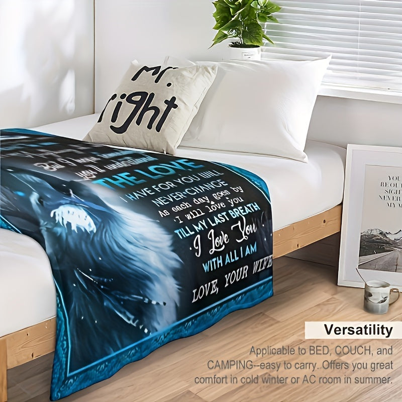 1pc Flannel Blanket, To My Husband From Wife Blanket, Soft Throw Blanket For Couch Bed Sofa And Travelling