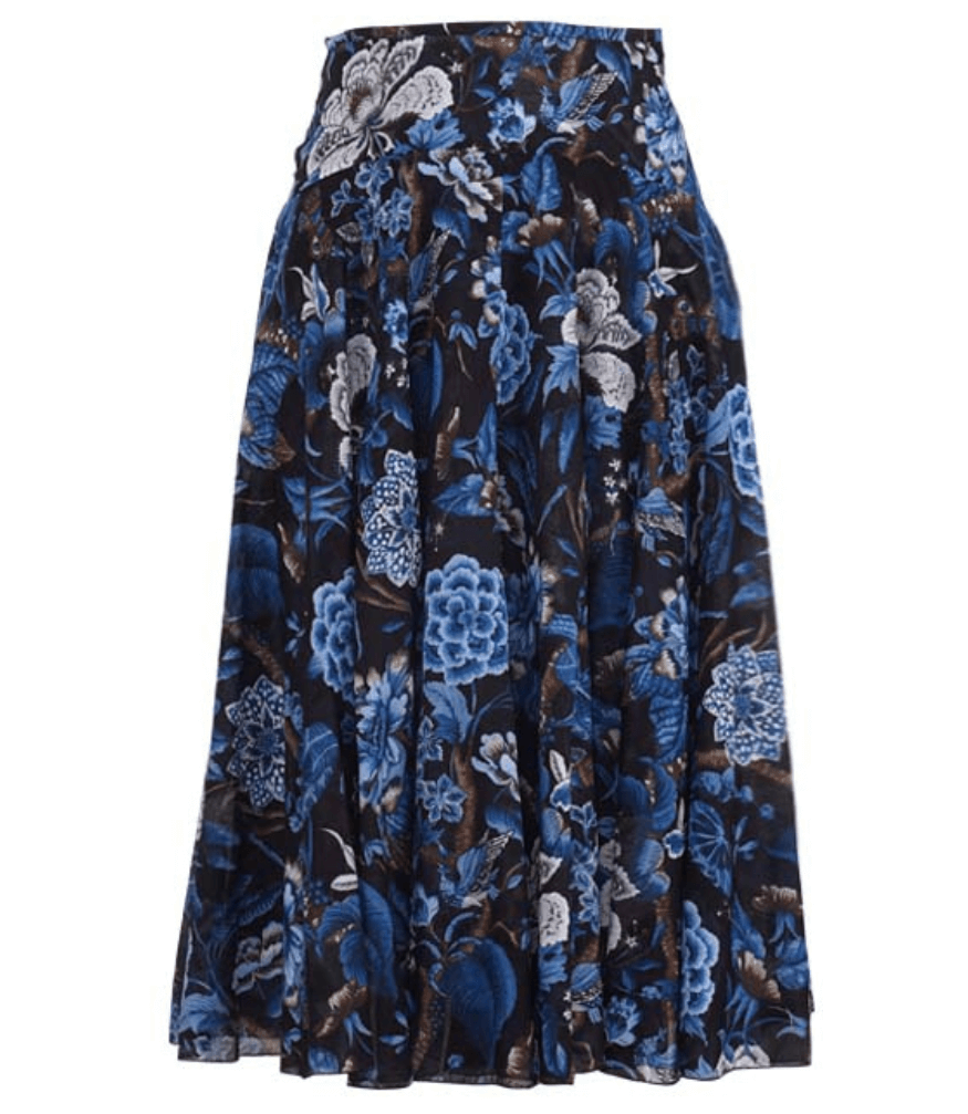Aster Skirt W/ Yoke Black Blue Midi Skirt