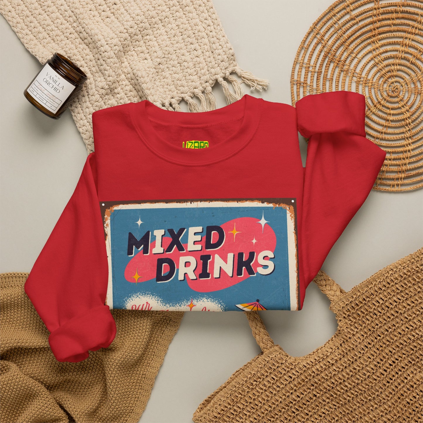 Mixed Drinks Crewneck Sweatshirt — Retro Cocktail Graphic Pullover