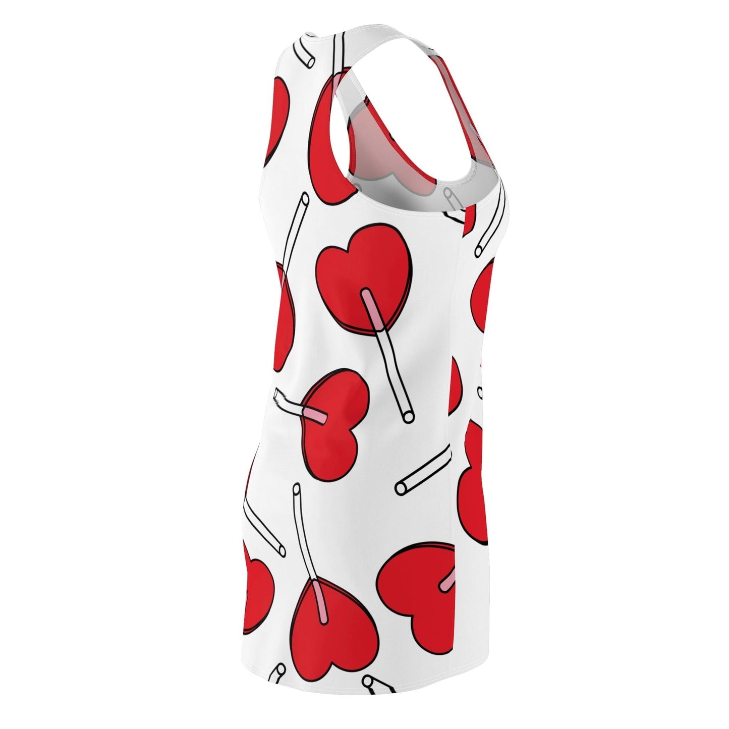 Valentine’s Day Hearts Lollipops Women's Racerback Dress - Lizard Vigilante