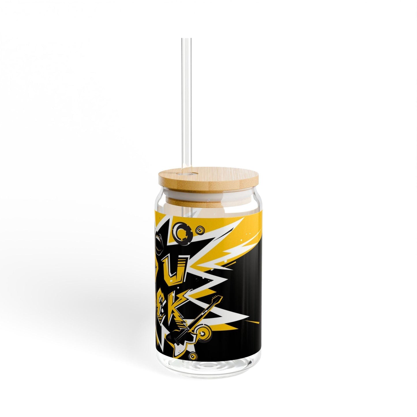 YOU ROCK 16oz Sipper Glass – Clear Tempered Glass with Optional Bamboo Lid & Tritan Straw - Premium Mug from Printify - Just $34.88! Shop now at Lizard Vigilante