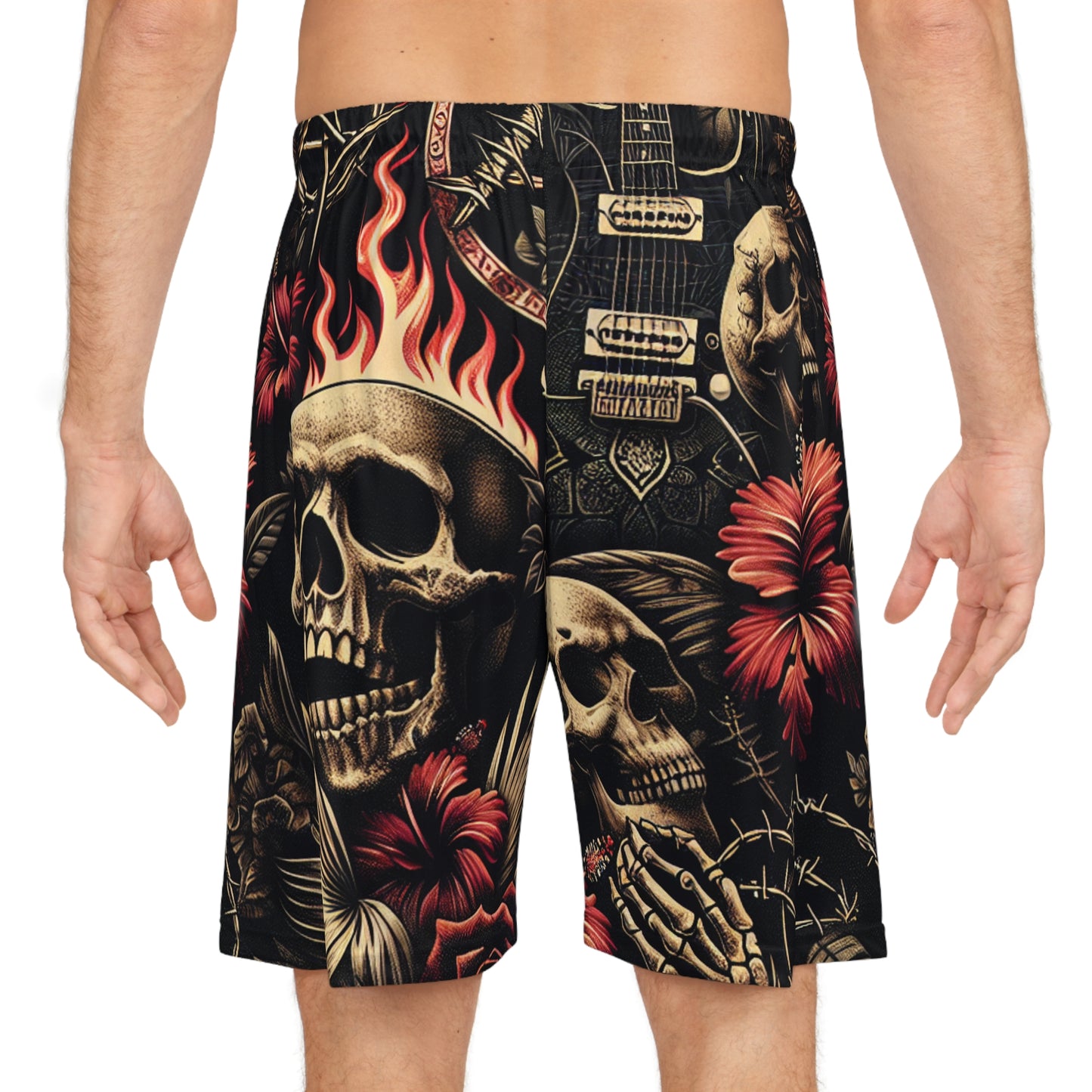 Skull Hawaiian Basketball Shorts: Unique Gothic Sportswear