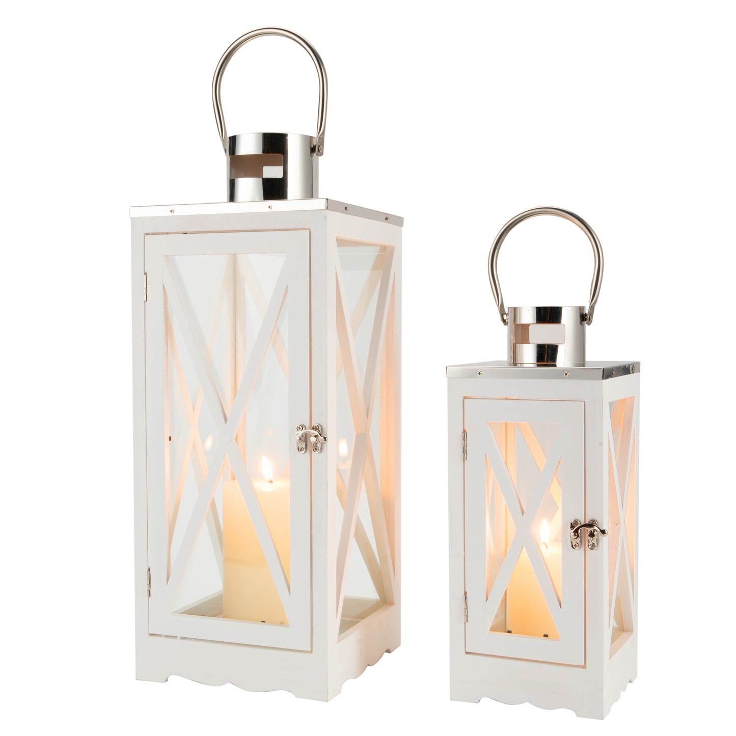 17.5''&24.5'' H Metal Decorative Candle Holders Rustic Hanging Lantern(Set of 2)