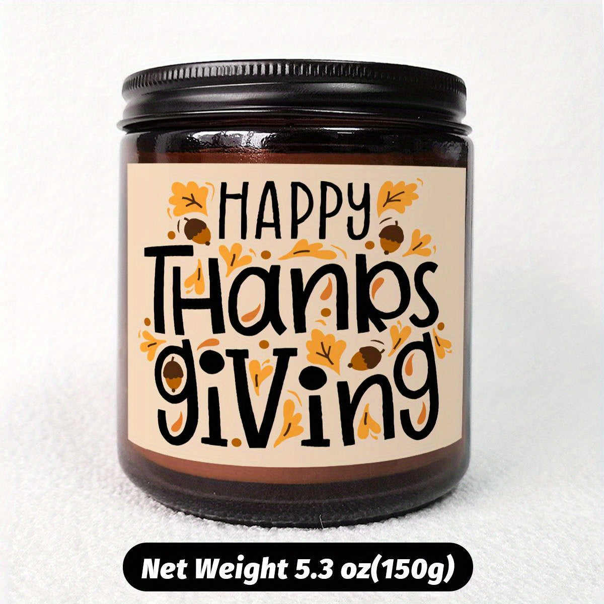 Happy Thanksgiving Day Scented Candle Fall Themed Autumn Orange Pumpkin Terracotta Burnt Rustic Farmhouse November Give Thanks Decoration Gift Idea for Home Women Woman Hostess Men Friends Her Mom Wife Grandma Cute Item