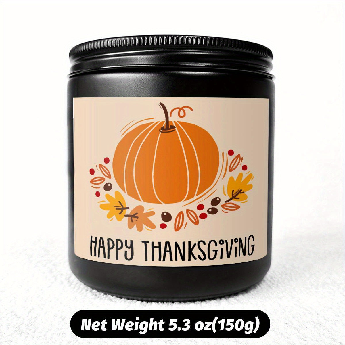 Happy Thanksgiving Day Scented Candle Fall Themed Autumn Orange Pumpkin Terracotta Burnt Rustic Farmhouse November Give Thanks Decoration Gift Idea for Home Women Woman Hostess Men Friends Her Mom Wife Grandma Cute Item