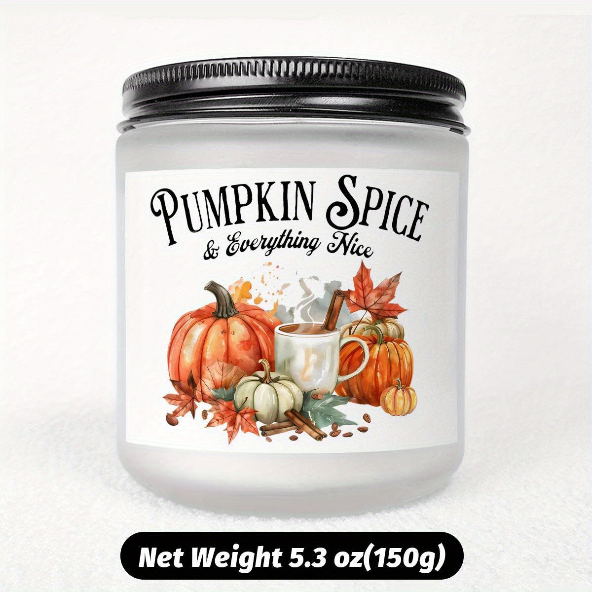 Pumpkin Spice Scented Candle - Glass Jar Aromatherapy Candle with Essential Oils, Smoke-Free, Ideal for Fall Harvest & Thanksgiving Centerpiece Decoration, Hostess Gift for Autumn Season