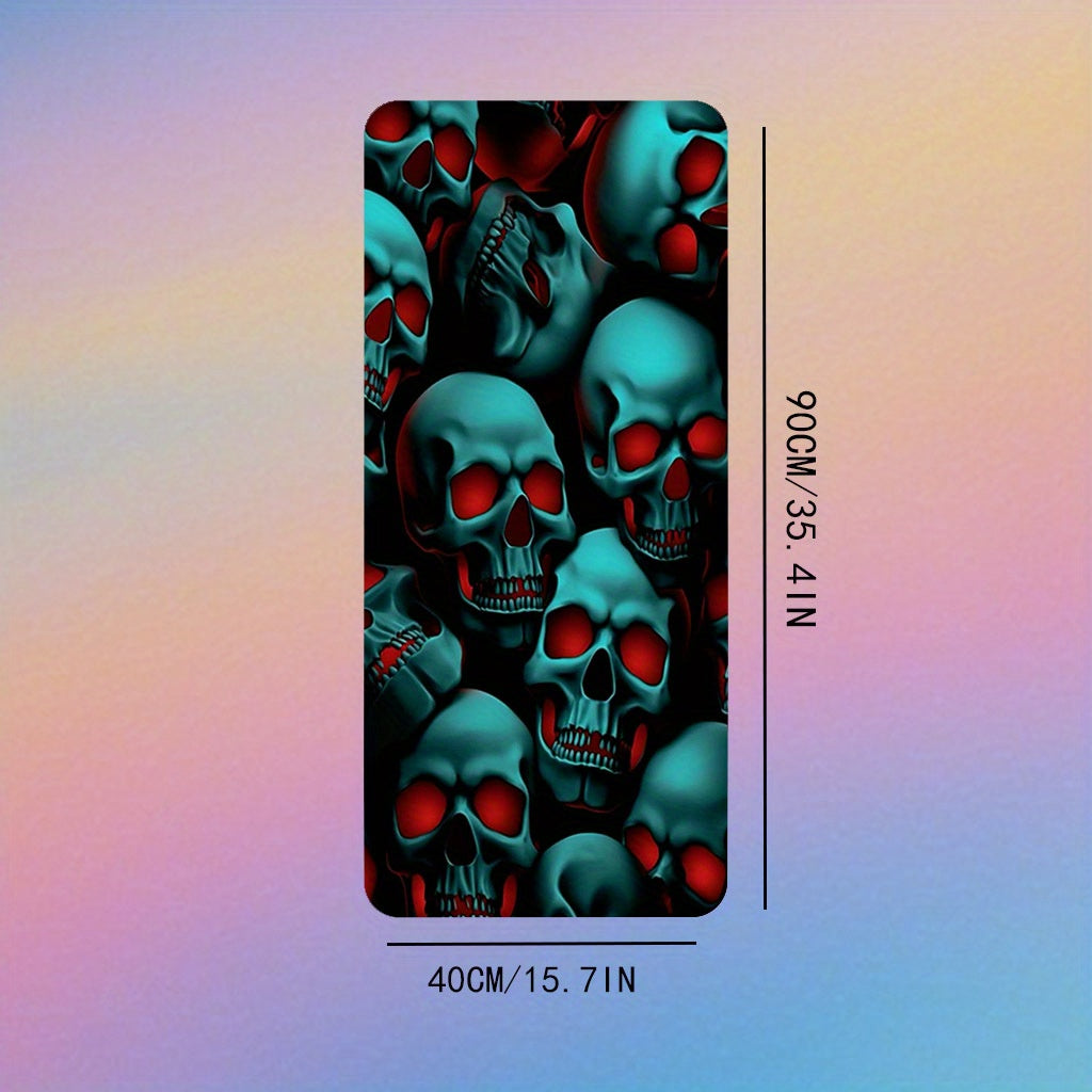 Large Extended Gaming Mouse Pad with Skull Design, Non-Slip Rubber Base, Stitched Edges, Waterproof, Thick Oversized Desk Mat for Esports, Study, Office - Washable Material, Durable 1PC