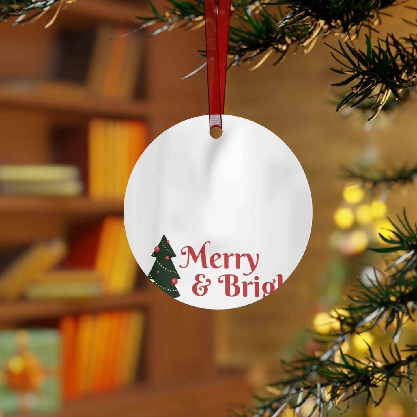 Merry & Bright Christmas Tree Metal Ornaments - Lizard Vigilante