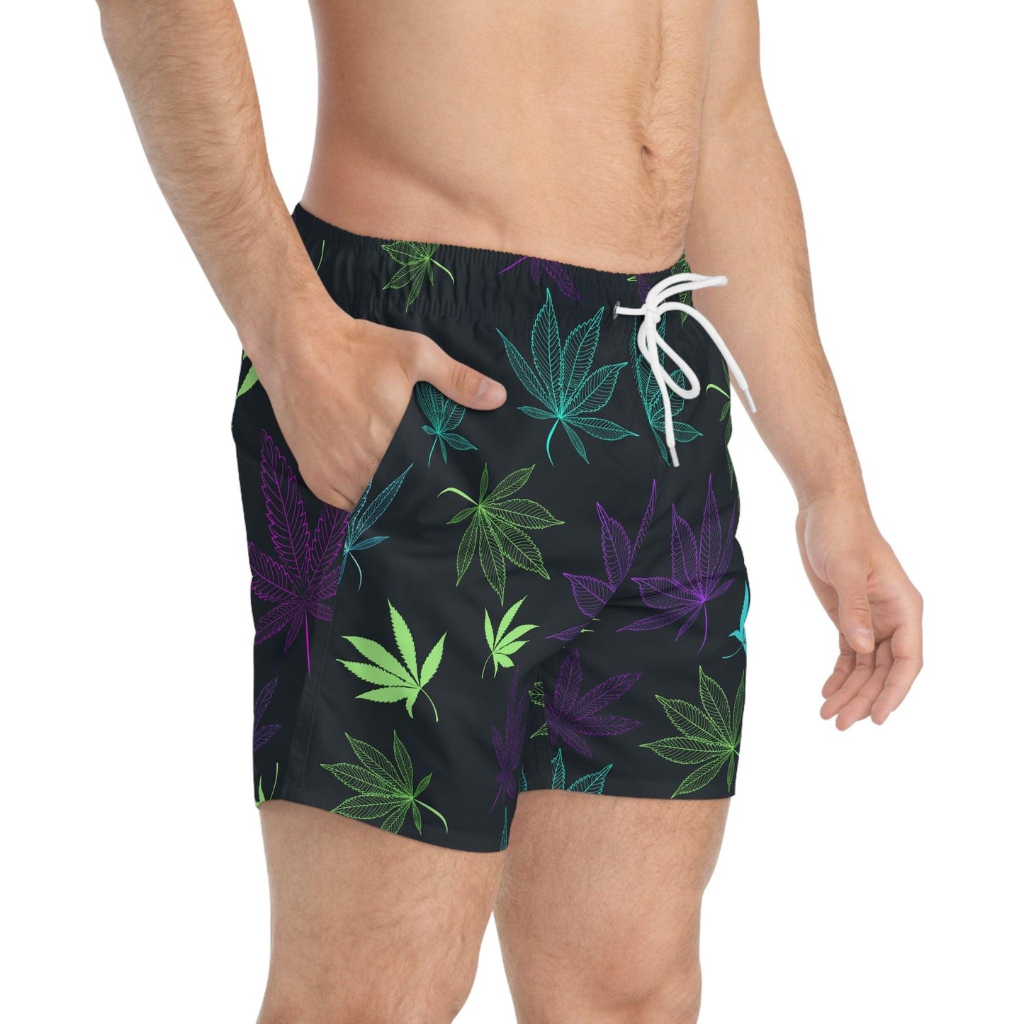HIGH TIDE Leafed Legends Swim Trunks – Stoner Surf Division AOP - Premium All Over Prints from Printify - Just $49.22! Shop now at Lizard Vigilante