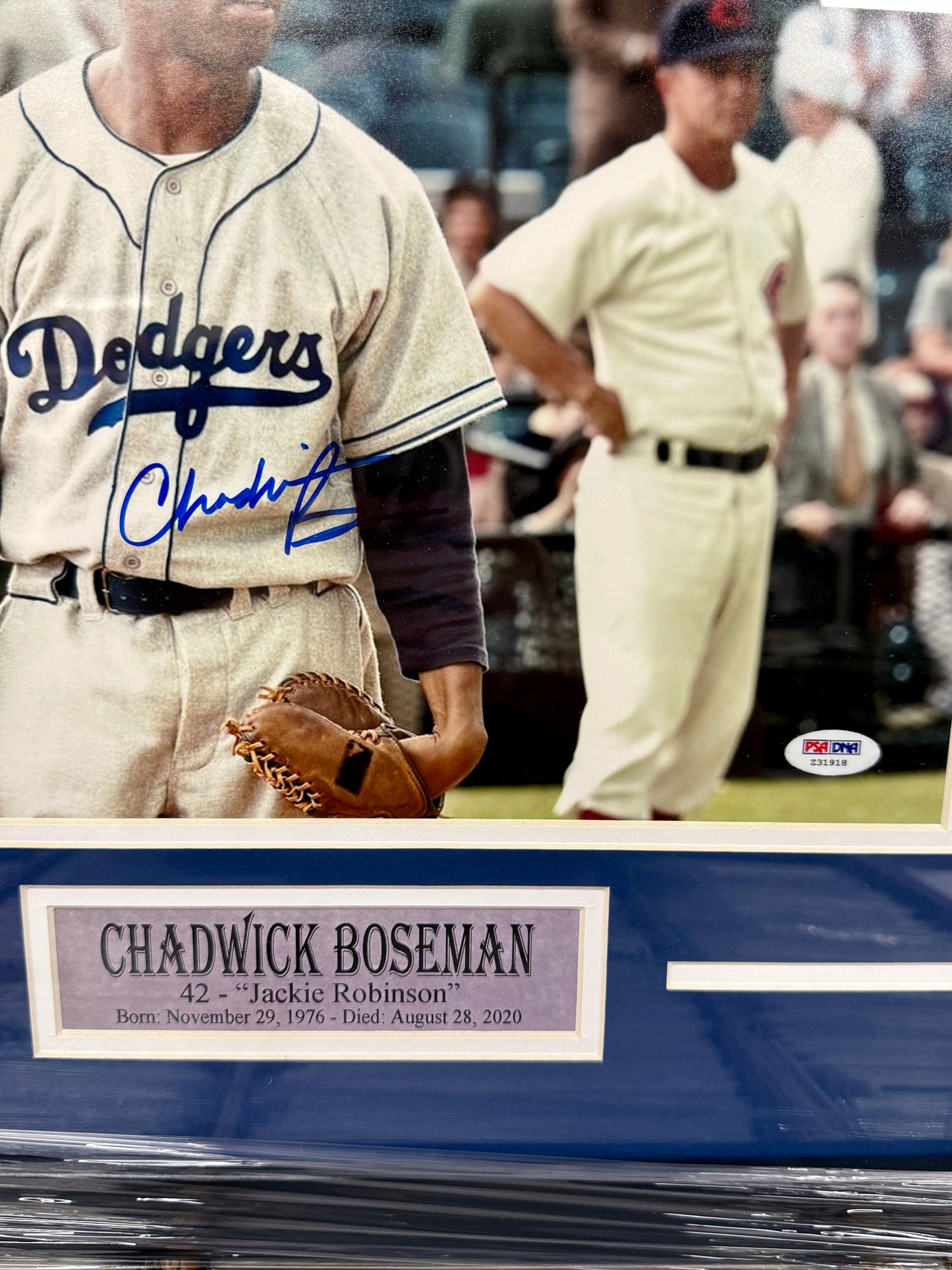 Authentic Chadwick Boseman Signed & Custom Framed 42 Jackie Robinson 11x14 Photo With PSA/DNA COA