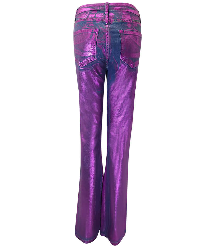Fuchsia Light Denim Laminated Jeans