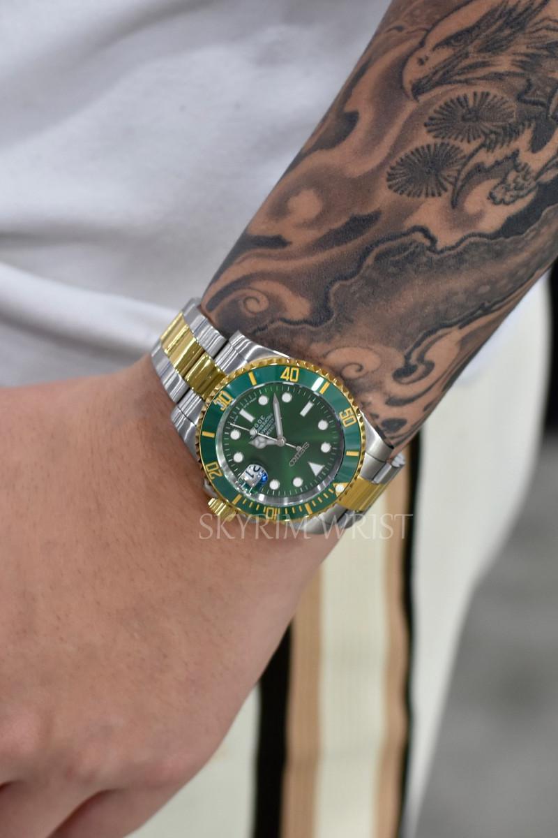 Mod Submariner Two-Tone Gold Green