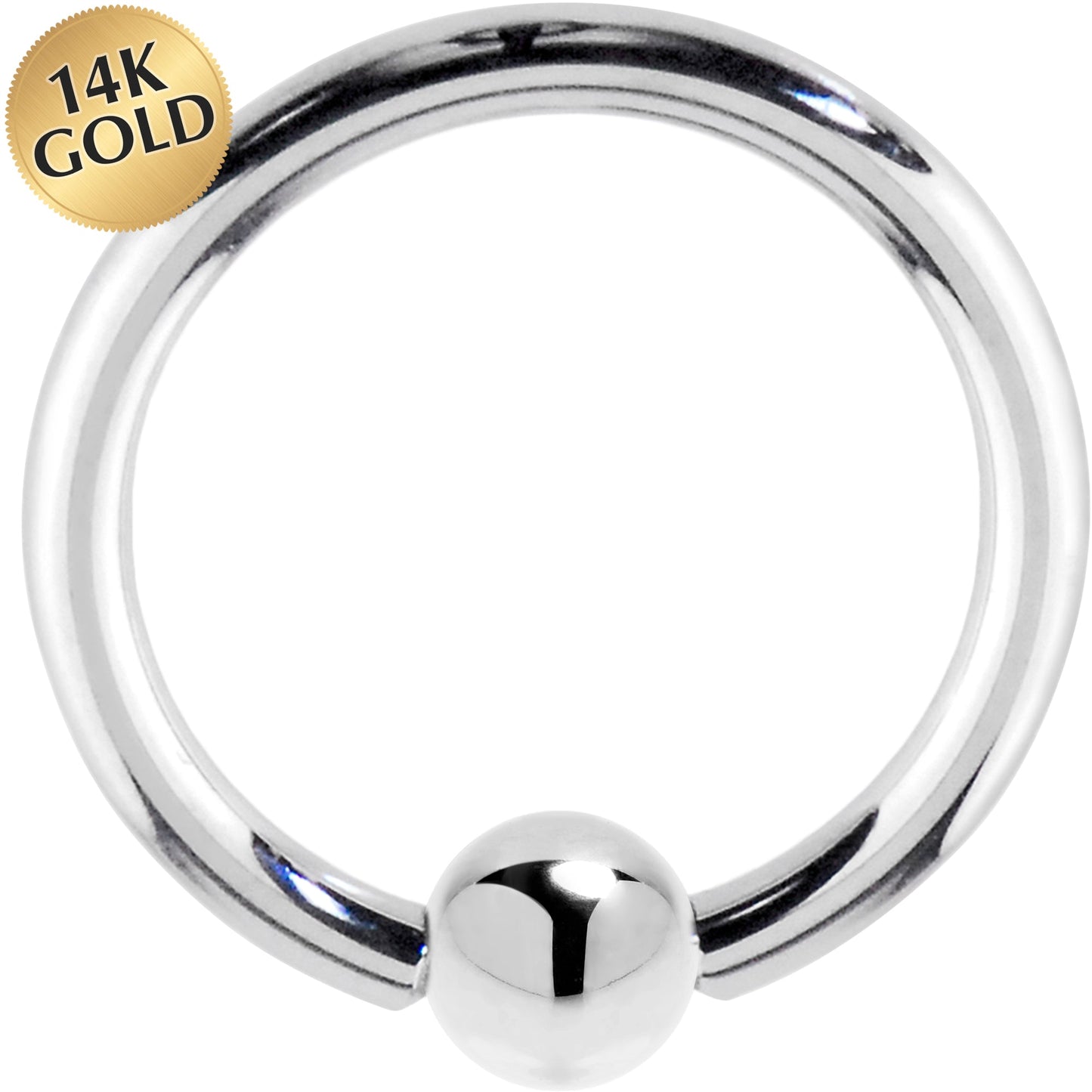 14G 9/16 Solid 14K White Gold BCR Captive Ring