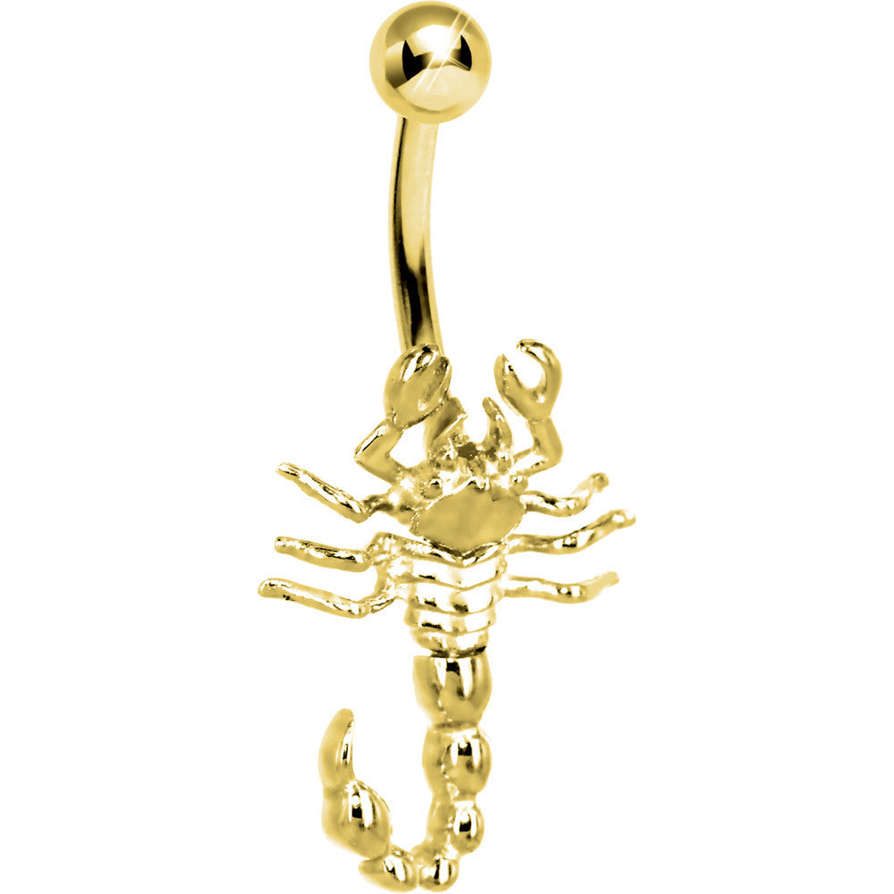 16G Solid 14K Yellow Gold Scorpion Belly Ring