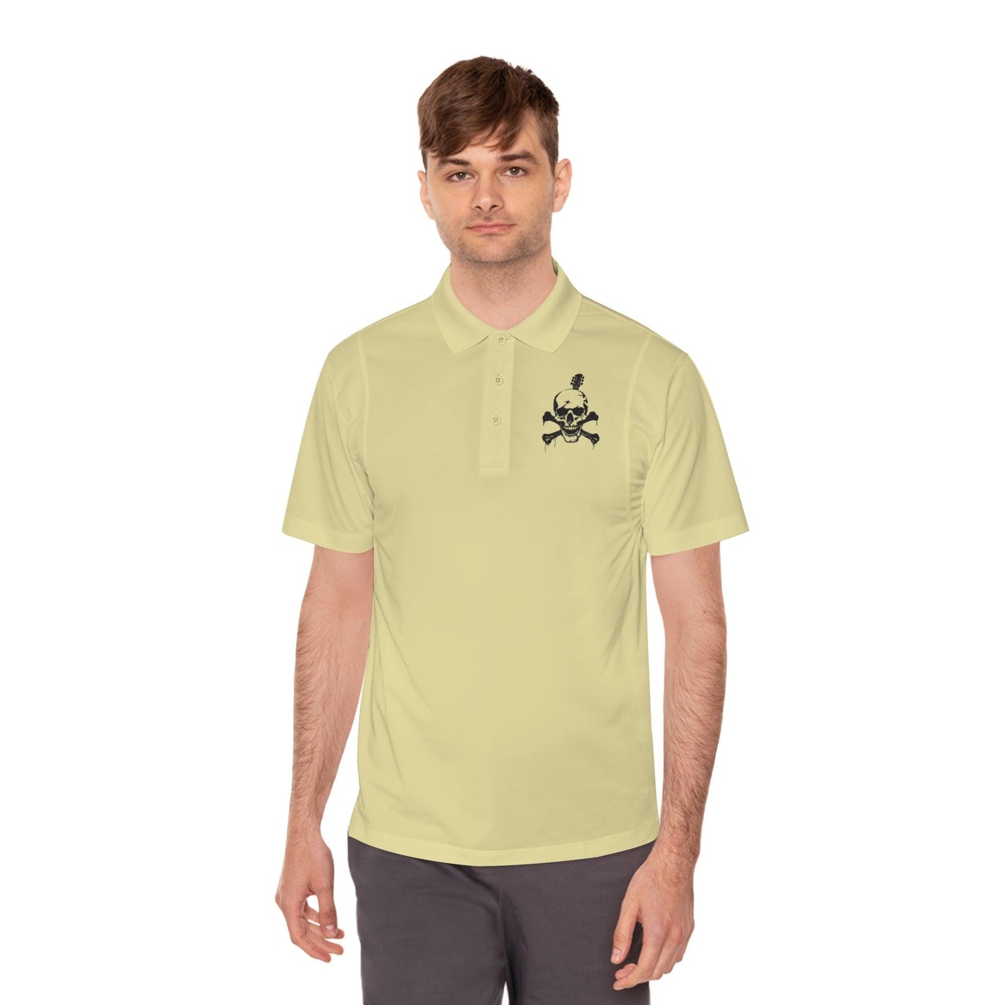 Guitar Skull Cross Bones Men's Sport Polo Shirt - Lizard Vigilante