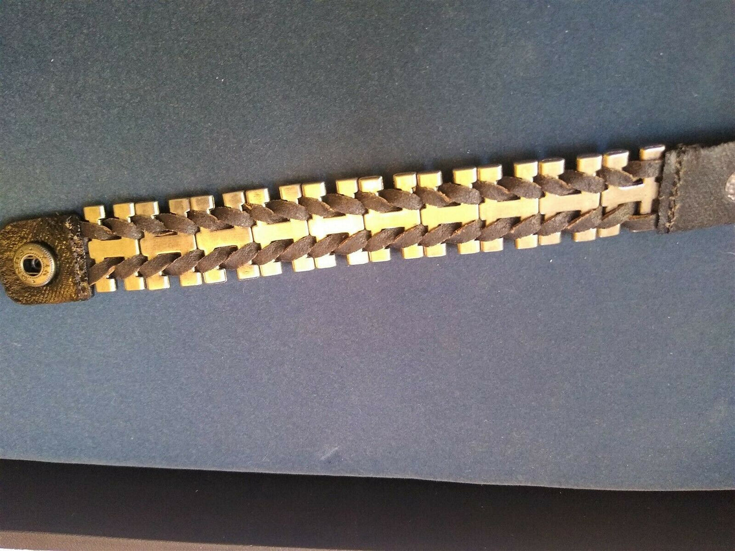 Black Leather 1.25 Inch Wide Cuff Bracelet with Steel Nailheads! ~Adjustable~