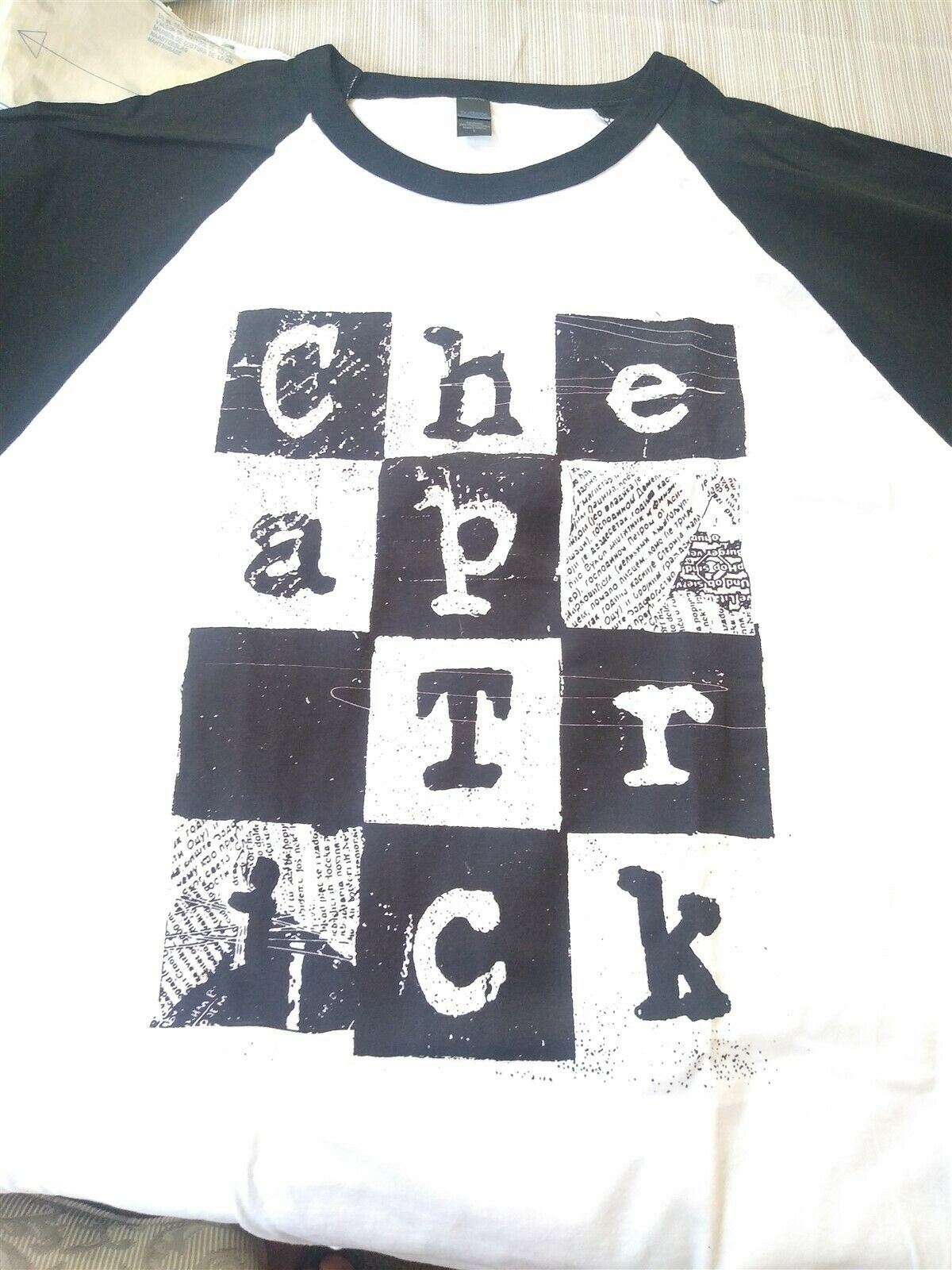 CHEAP TRICK -Checkered 3/4 sleeve Jersey T-shirt ~Never Worn~ M