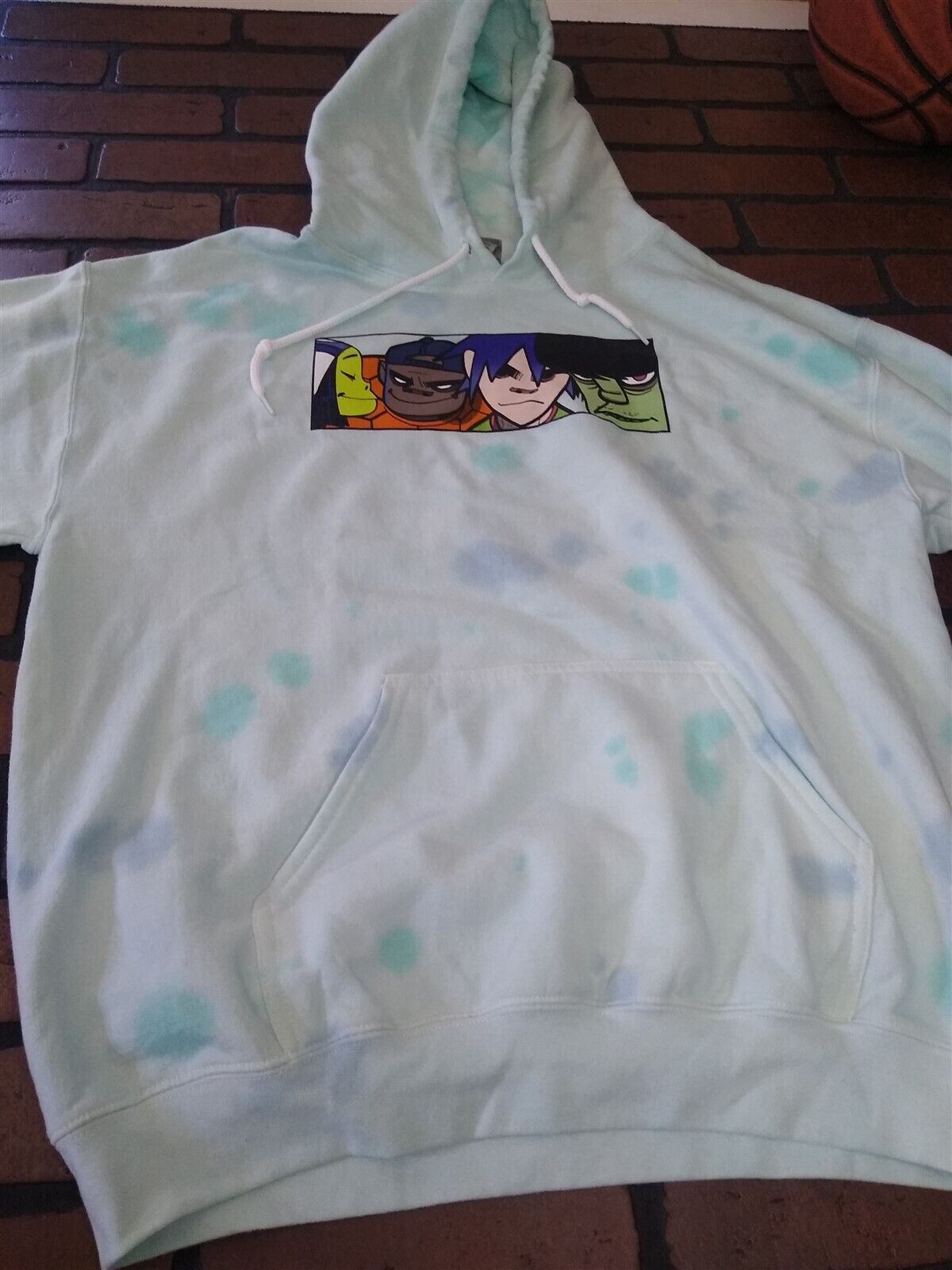 GORRILLAZ - Rare Printed Long Sleeve Pullover Hoodie ~NEVER WORN~ S M