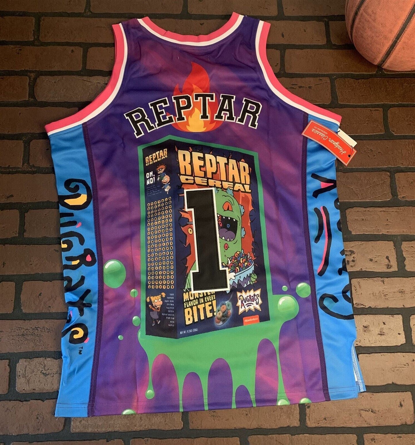 RUGRATS REPTAR CEREAL Headgear Classics Basketball Jersey ~Never Worn~ L XL