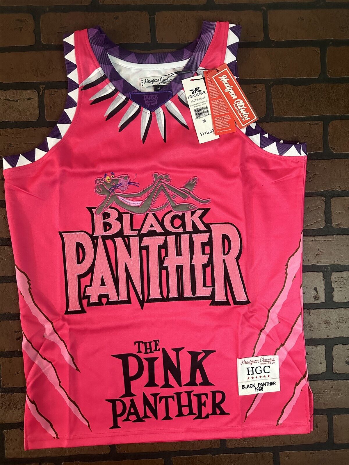 BLACK/PINK PANTHER - T'Challa Headgear Classics Basketball Jersey ~Never Worn~ M