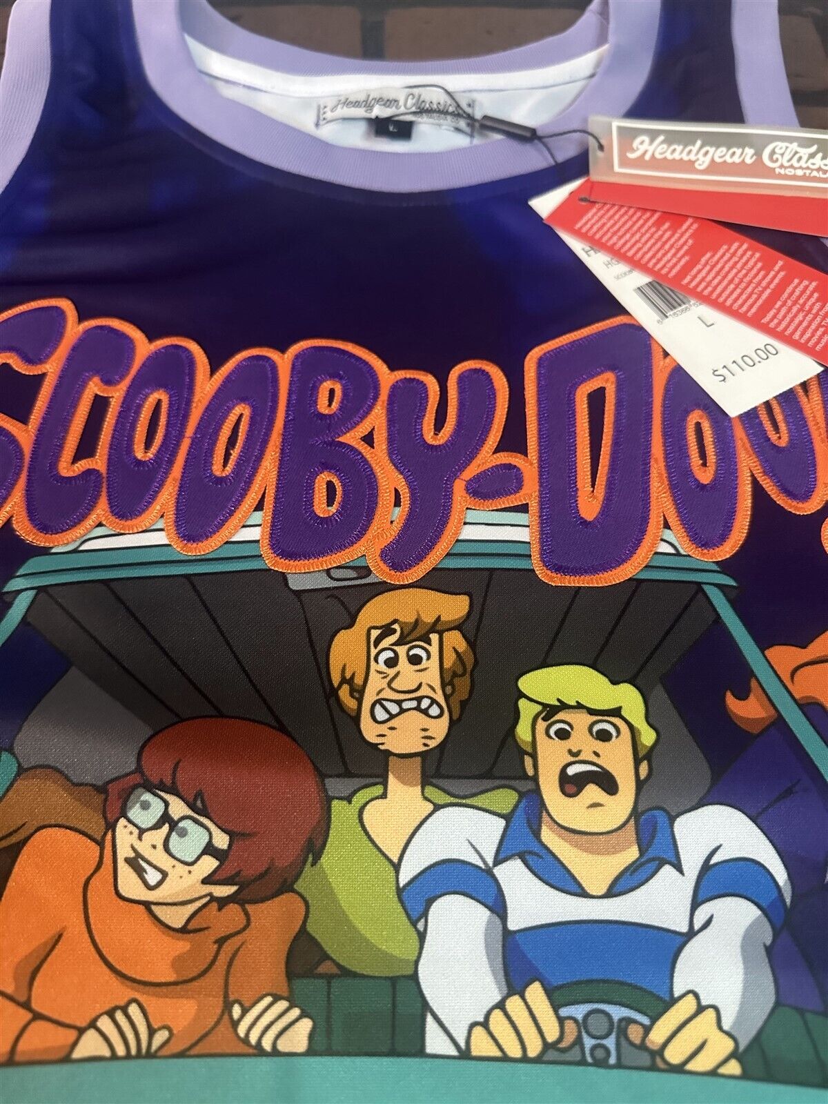 SCOOBY DOO & Mystery Machine Headgear Classics Basketball Jersey~Never Worn~L XL