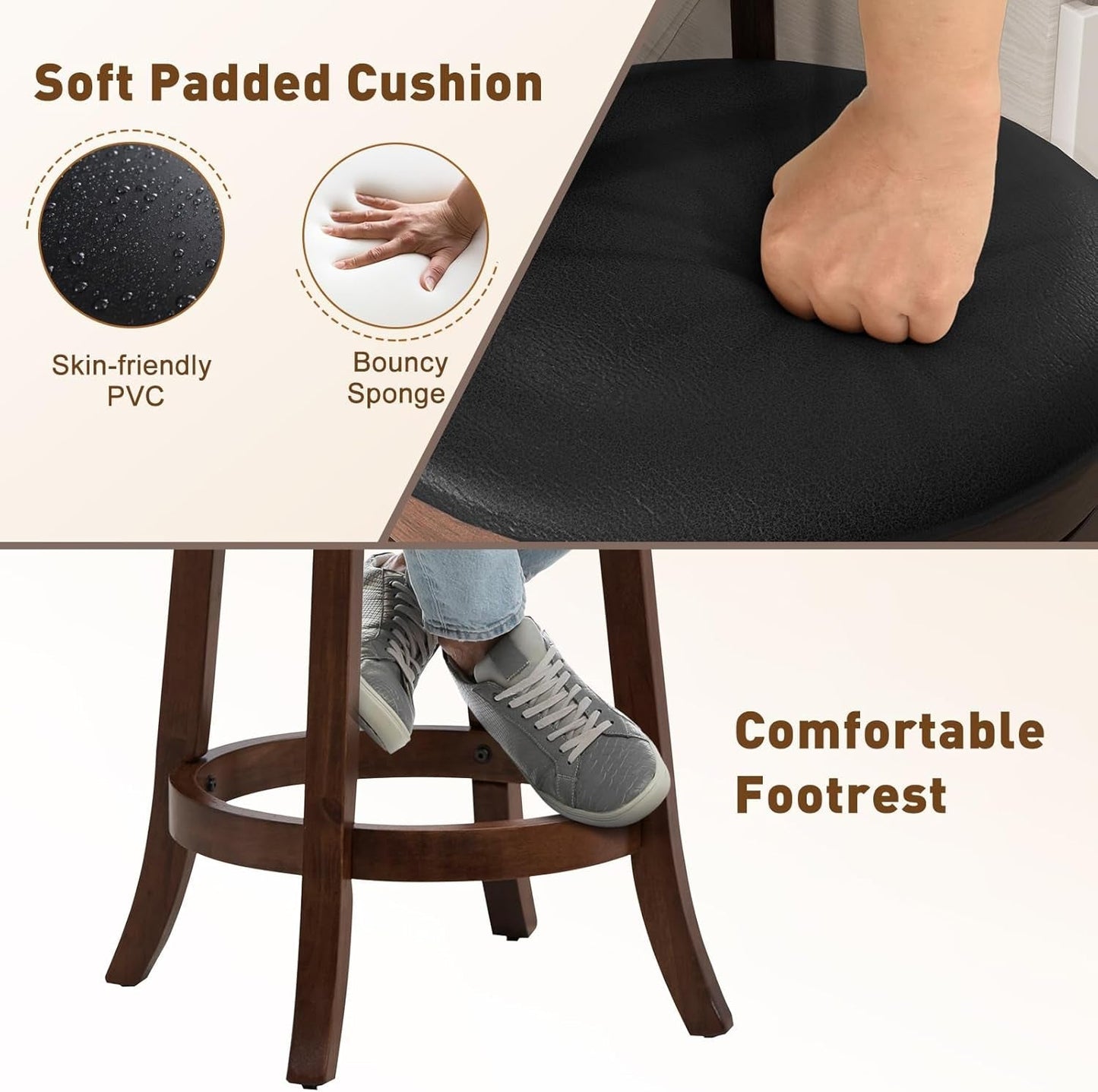 Ergonomic Swivel Bar Stools Set of Two