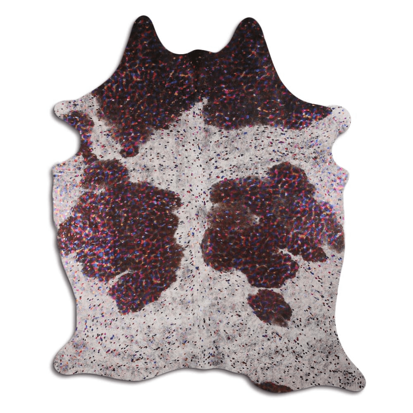 Acid Washed Metallic Cowhide Area Rug In Brown And White