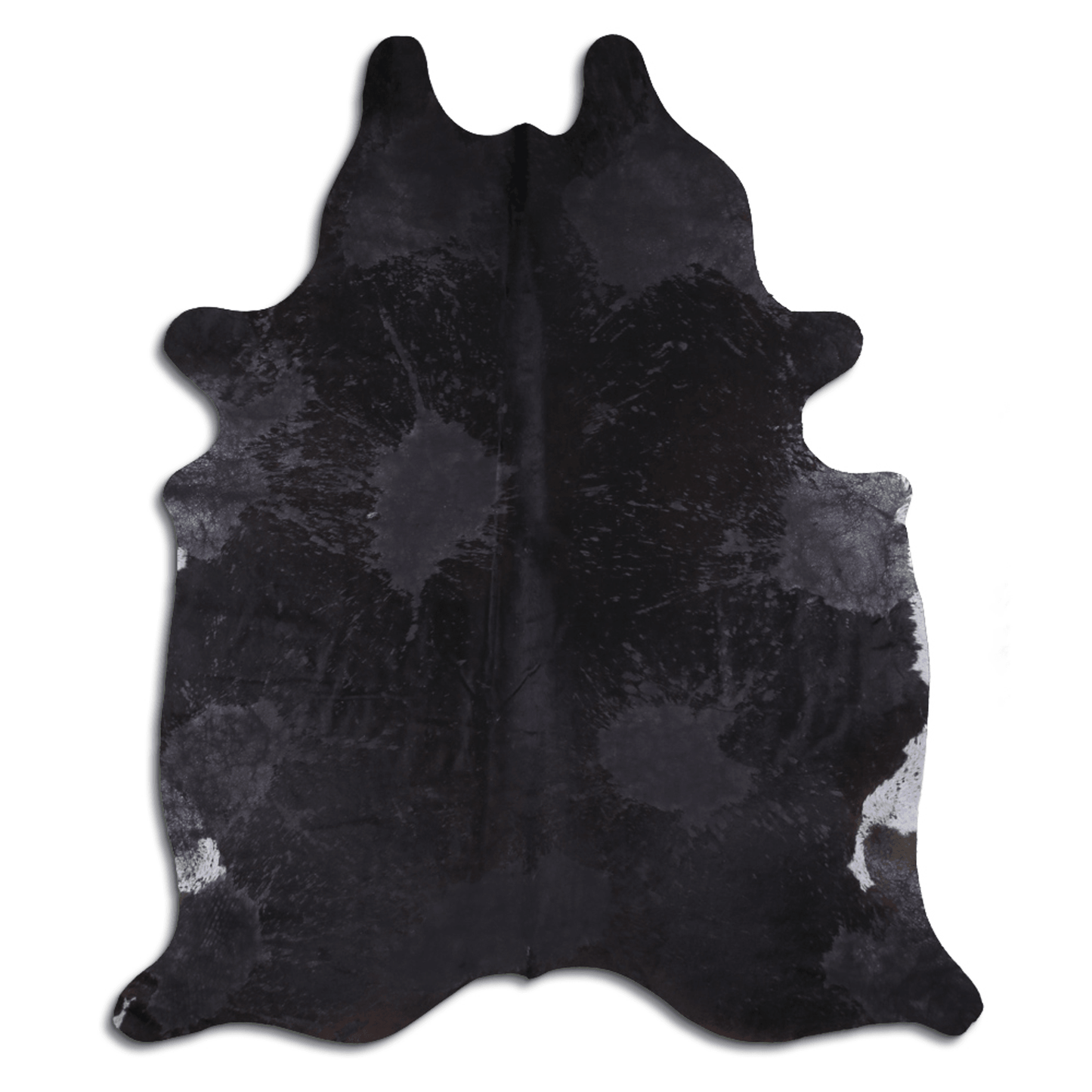 Acid Washed Distressed Black Cowhide Area Rug