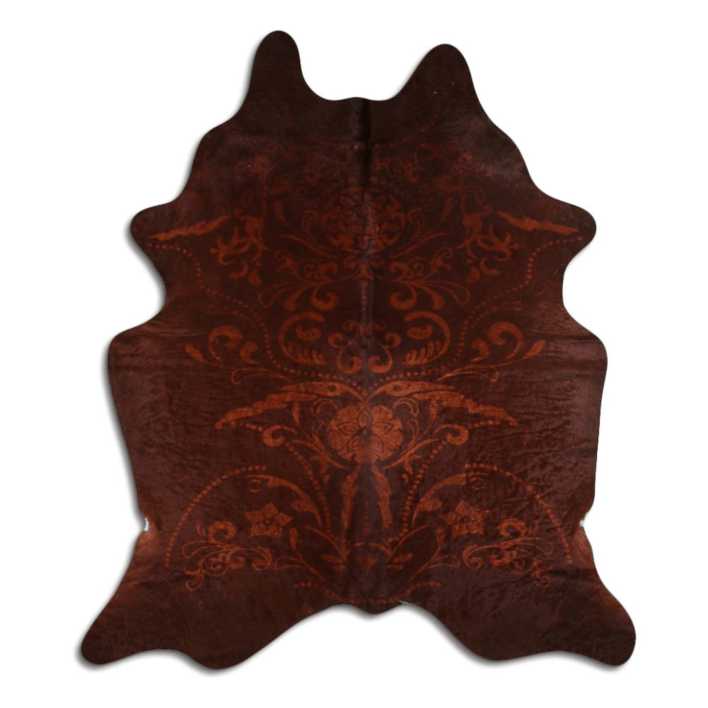 Baroque Beige On Brown Cowhide Area Rug