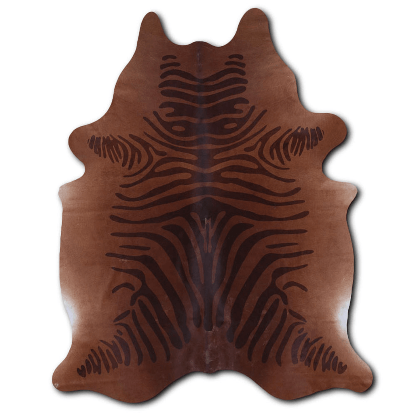 Brown Zebra Cowhide Area Rug On Beige