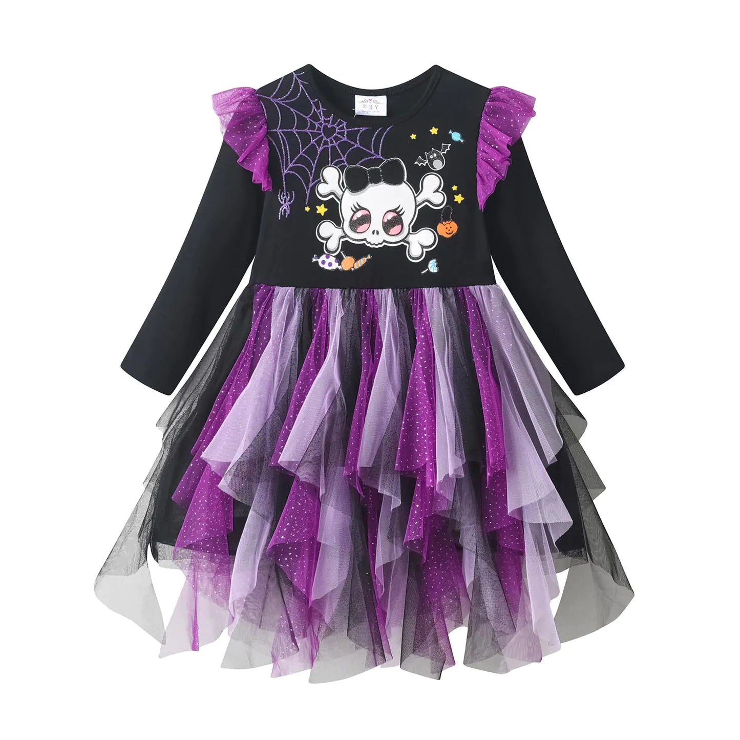 VIKITA Girls Dresses for Winter Long Sleeve Halloween Girls Dresses Party Purple Tulle Dresses for Girls LH4118 7T