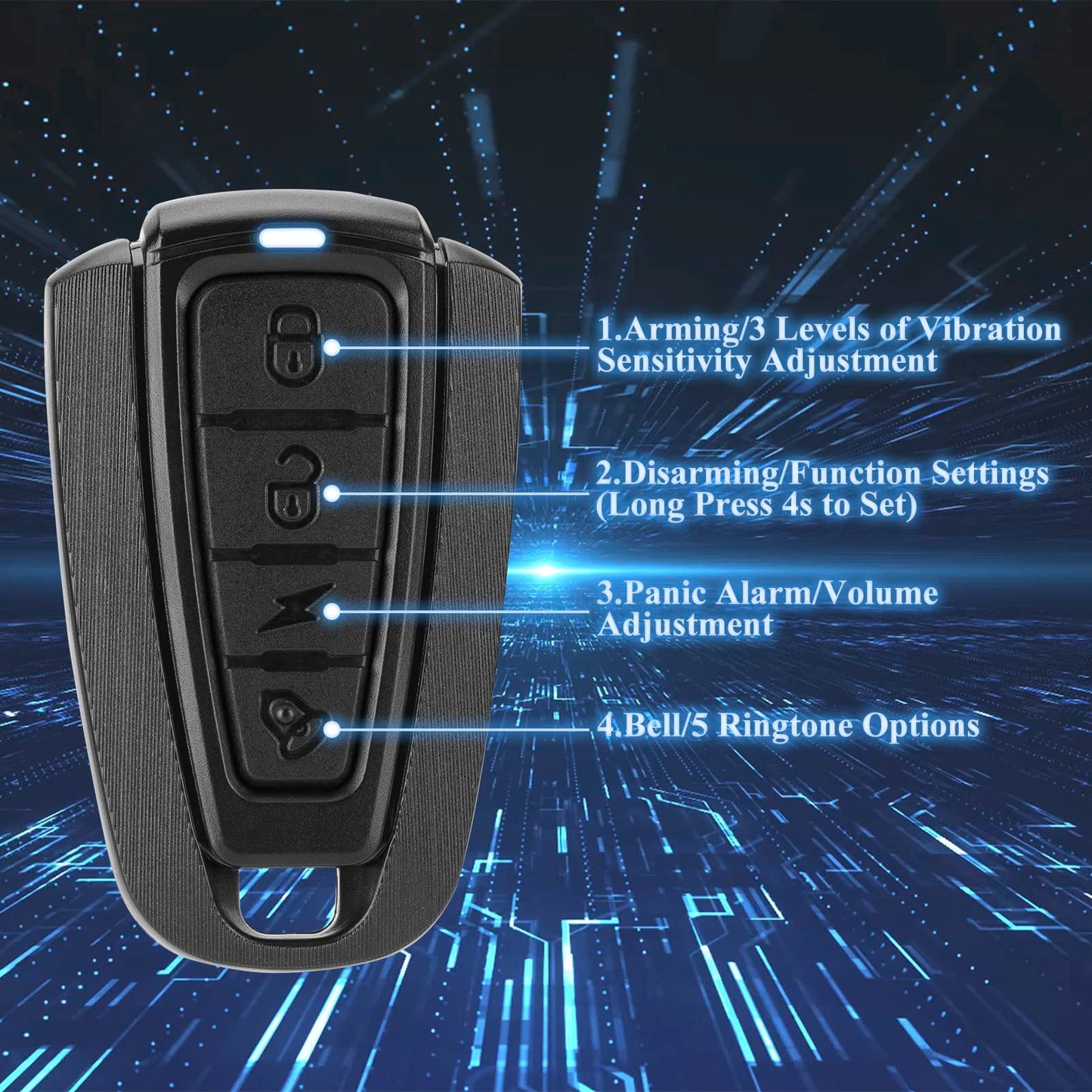 ROCKBROS 115dB Bike Alarm Vibration Motion Sensor Waterproof Motorcycle Alarm