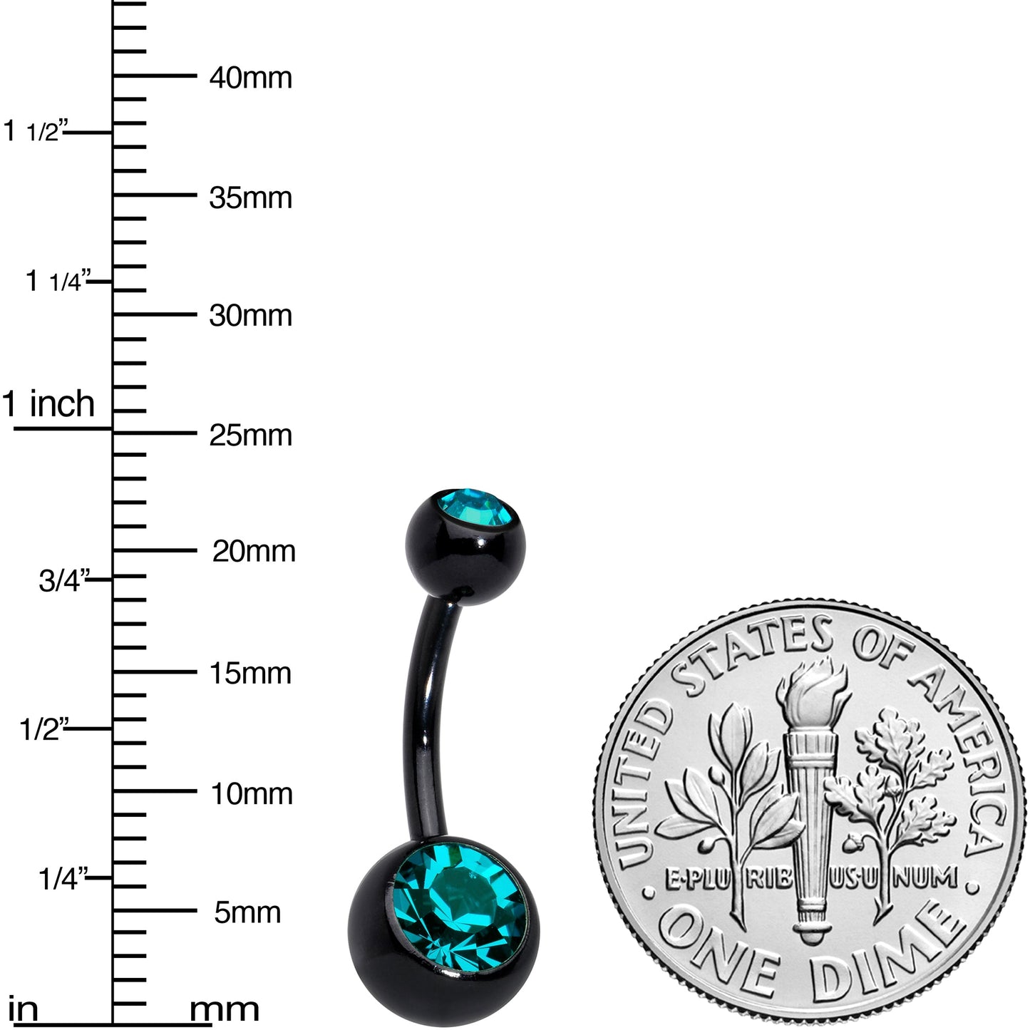 Black Zircon Double Gem Anodized Titanium Belly Ring