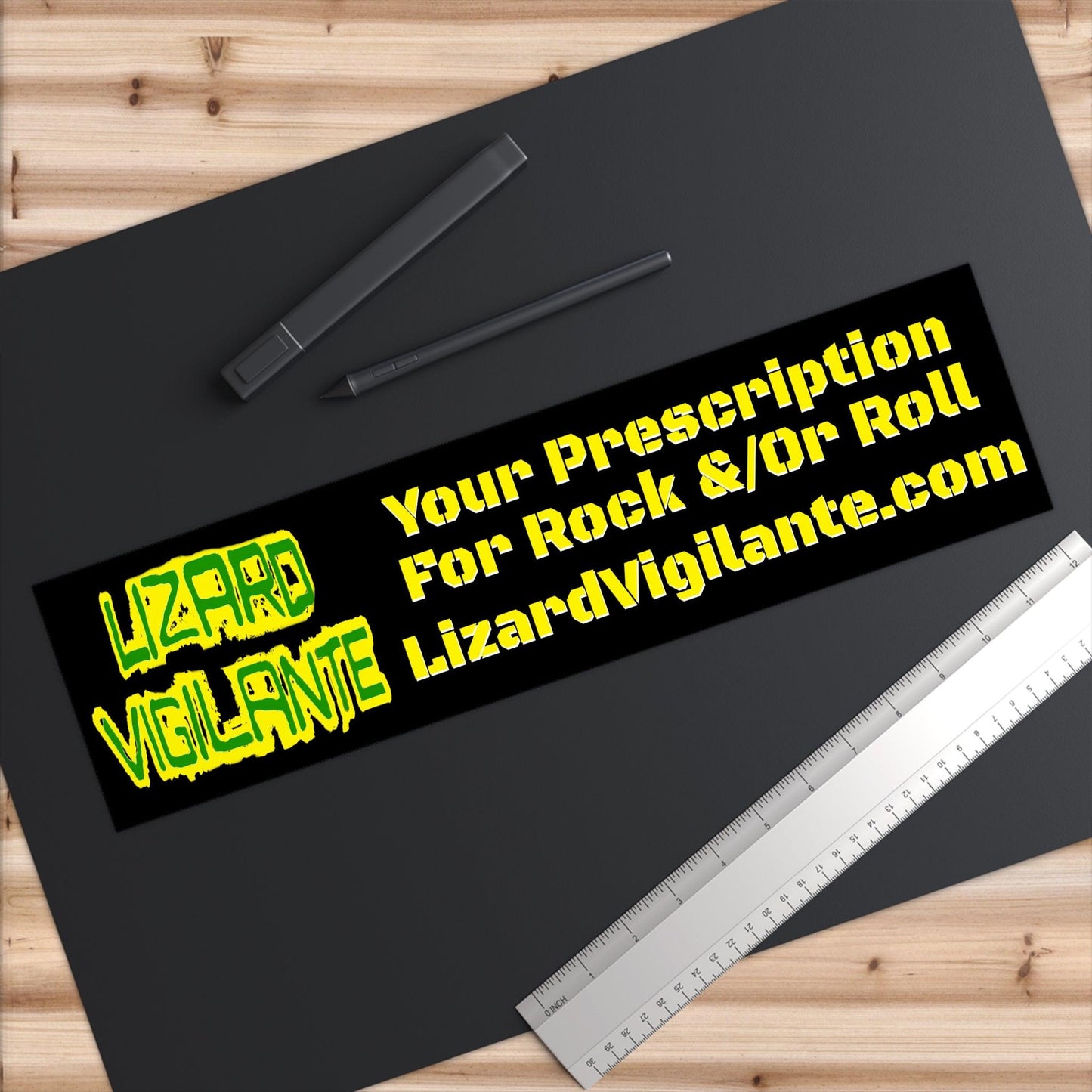 "Your Prescription for Rock & / Or Roll" – Official Black Lizard Vigilante Bumper Sticker (Street-Legal Mayhem Edition) - Premium Paper products from Printify - Just $9.99! Shop now at Lizard Vigilante