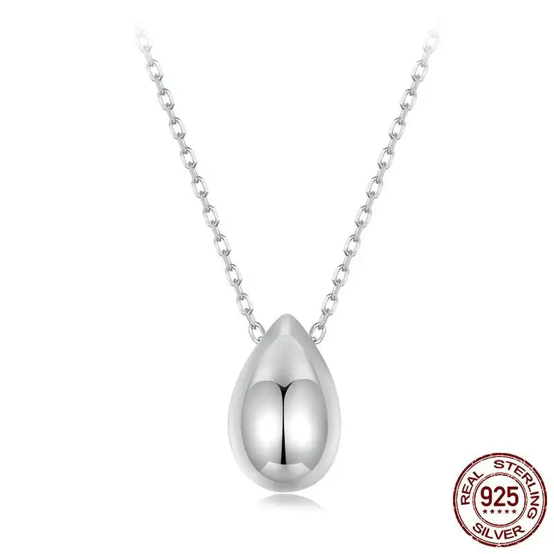 Water Drop Necklace S925 Sterling Silver White Gold Plated Ornament