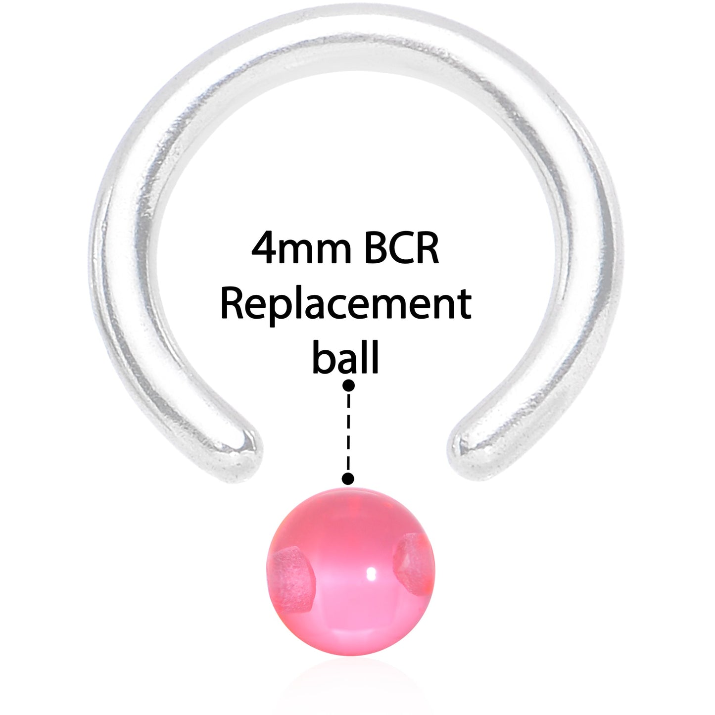 4mm Pink Acrylic Captive Bead Ring Replacement Ball
