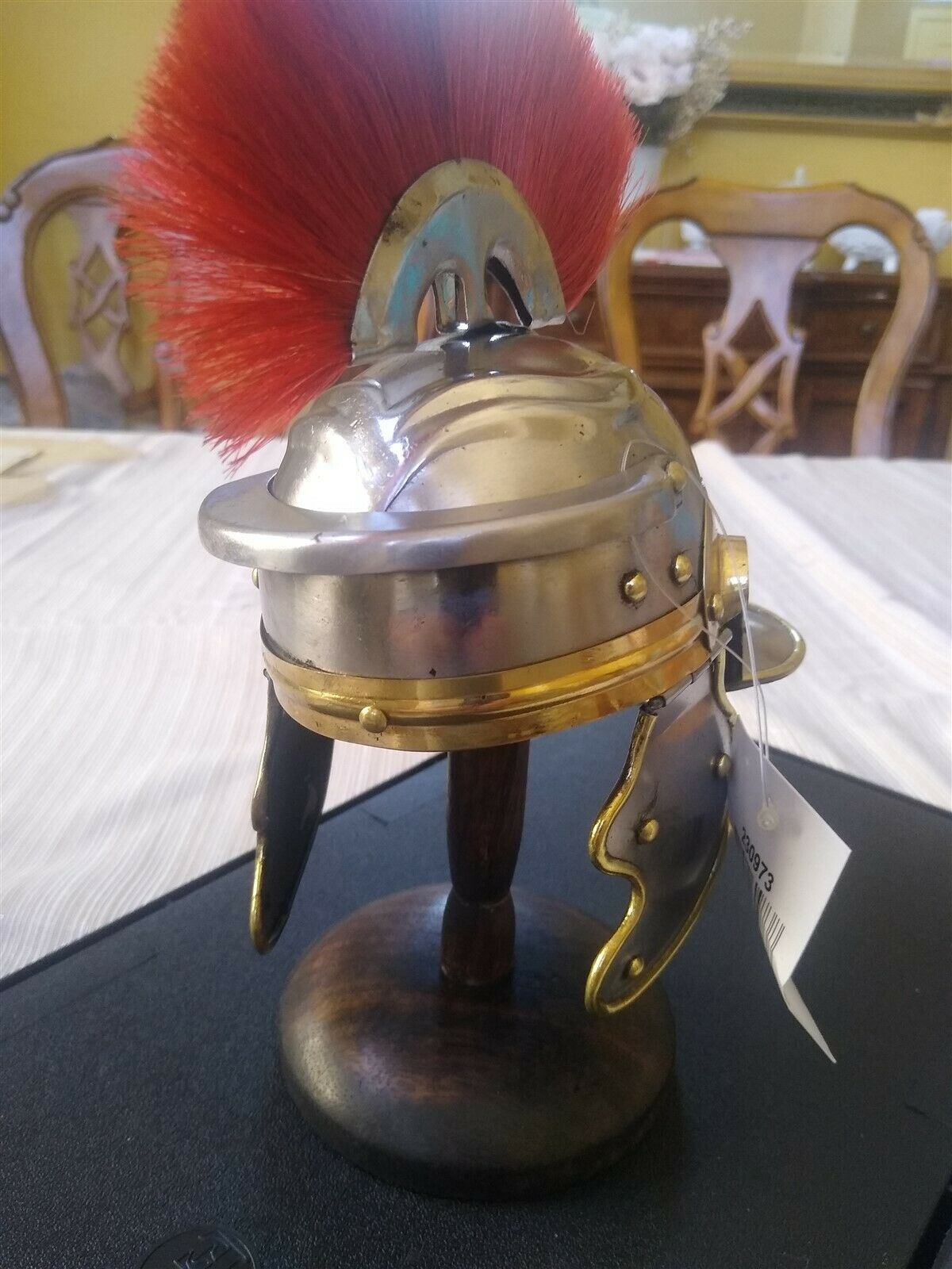 Miniature 8 Inch 20-Gauge Steel Roman Helmet W/Stand ~New~