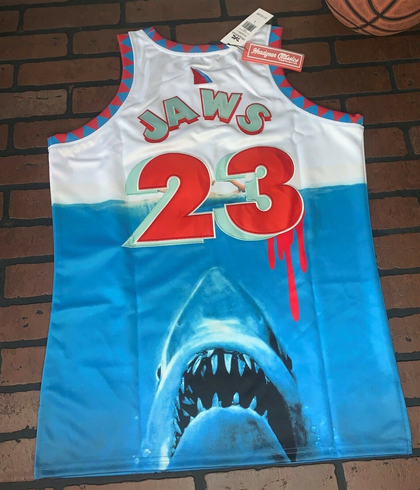JAWS - Amity Island White Headgear Black Classics Basketball Jersey ~Never Worn~