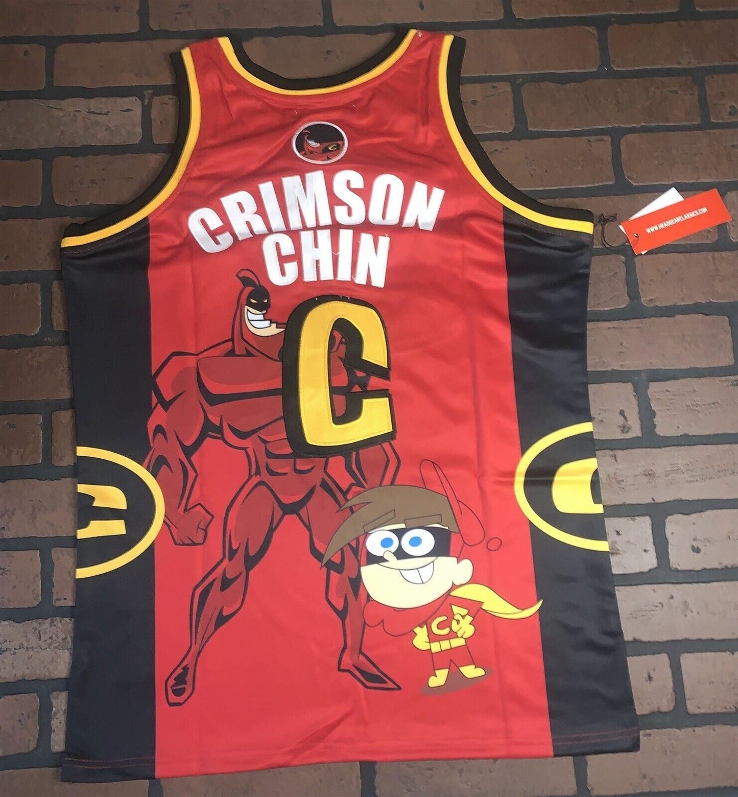 FAIRLY ODD PARENTS CRIMSON CHIN Headgear Classics Basketball Jersey ~Never Worn~ M L
