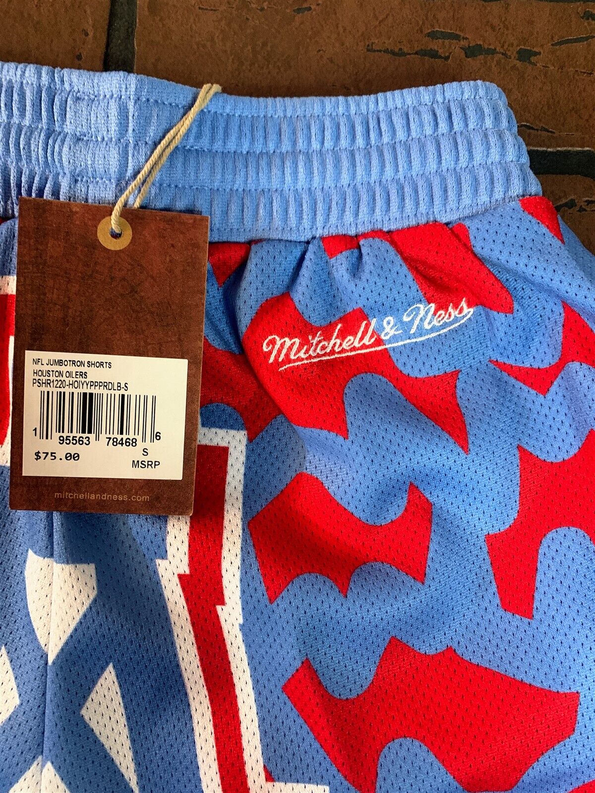 HOUSTON OILERS Mitchell & Ness Jumbotron 2.0 Sublimated Basketball Shorts ~New~