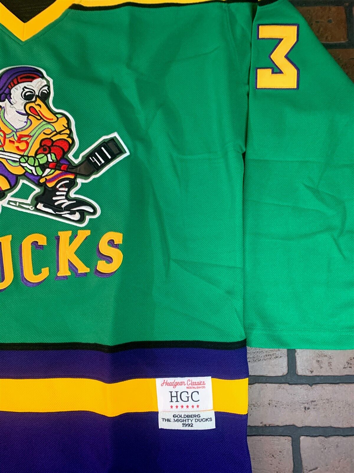 MIGHTY DUCKS (Goldberg) Headgear Classics Hockey Green Jersey ~Never Worn~ 2XL