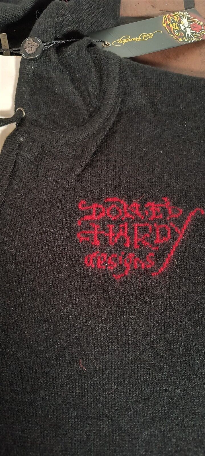 ED HARDY by Christian Audigier-Love Kills Slowly Black Zip-Up Sweater~VTG~ M-2XL