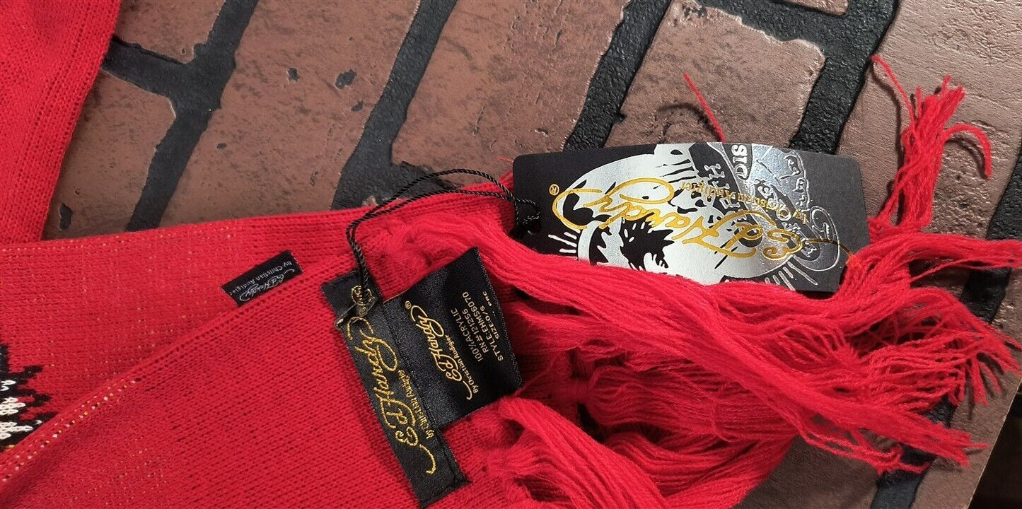 ED HARDY by Christian Audigier-2000s Vintage Red Tiger Scarf~NEVER WORN~