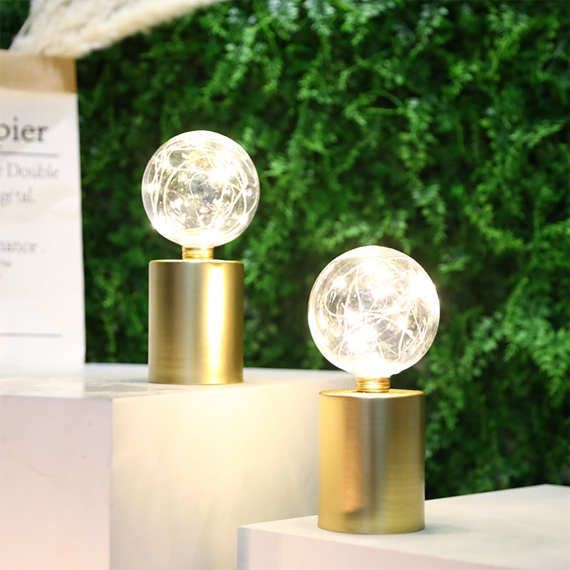 8" Tall Gold Battery Powered Table Lamp(Set of 2 )